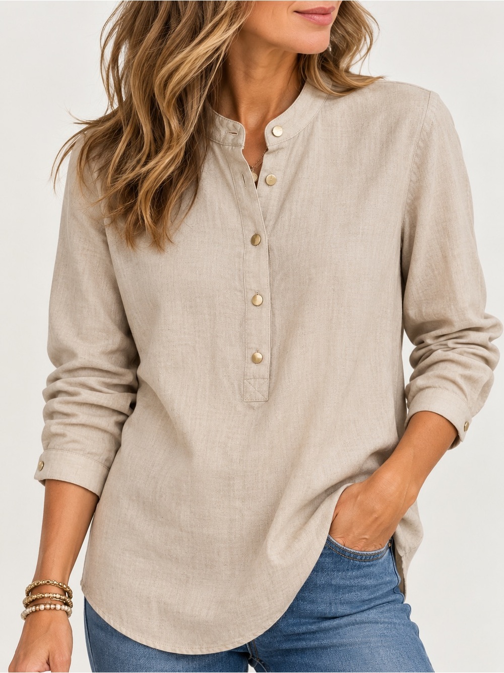 Jones New York Signature Linen Blend Tunic Top – Size M